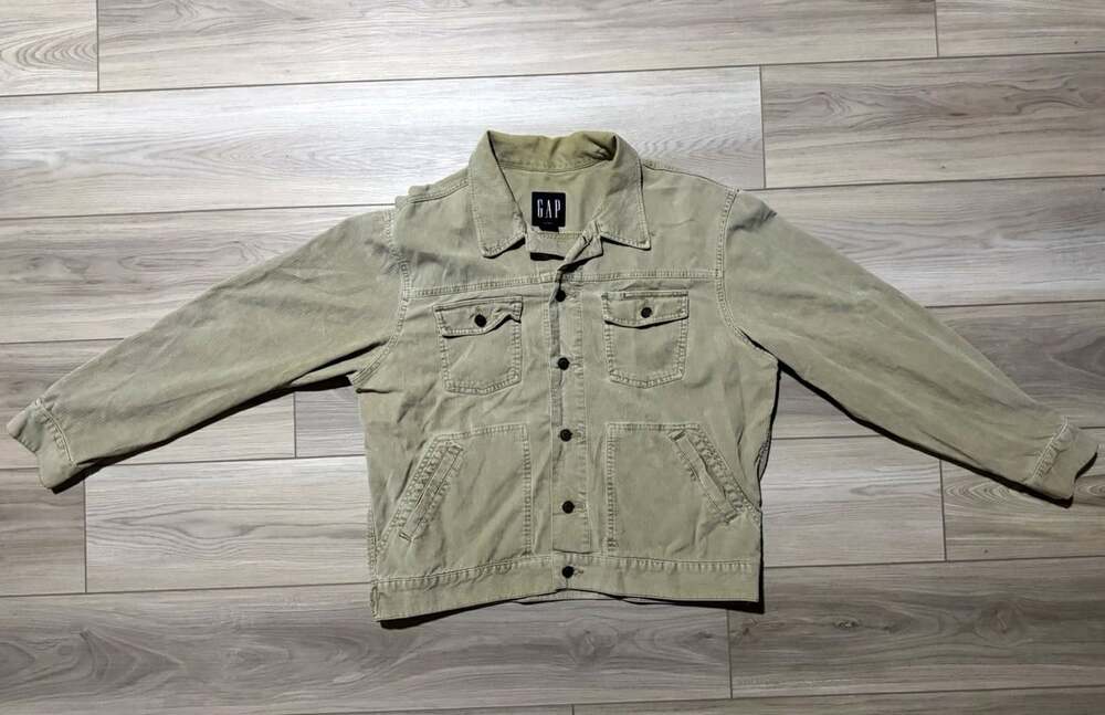 Vintage 90s Y2K Gap Corduroy Trucker Jacket Mens L Khaki Beige Faded Cotton